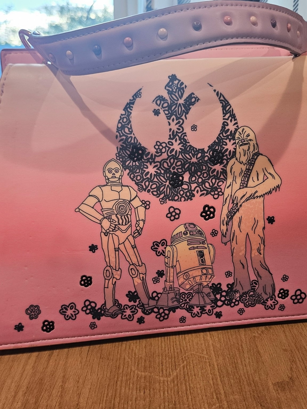 Loungefly Pink Star Wars Floral Droid Crossbody Bag